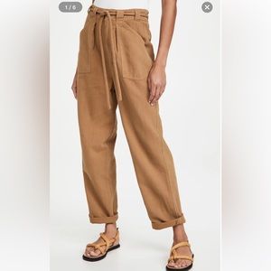 NWT: Free People size xs Lights Down Rolled Straight Trousers in Golden Palm